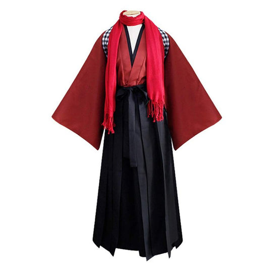 Japanese Hakama Pants Traditional Kimono Hakama Aikido Kendo Uniform Martial Arts Samurai Costume(11-red Top,Medium)