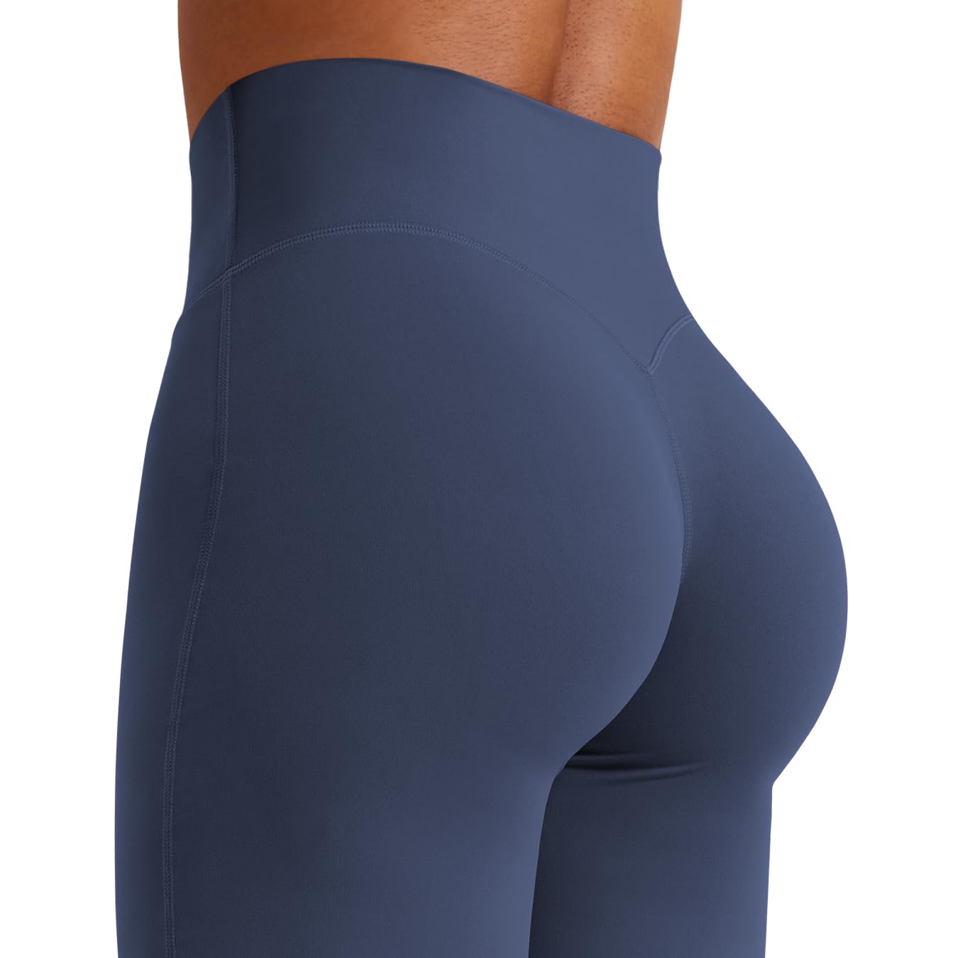 YEOREO Workout Leggings Womens No Front Seam Straight Leggings 35" High Waist Buttery Eddiy Gym Yoga Pants Navy Blue L