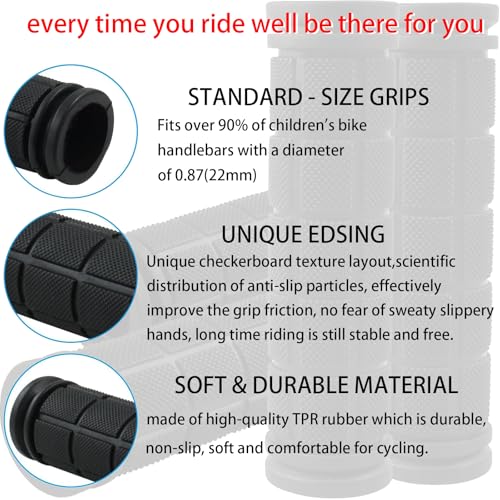 Non-Slip Rubber Bike Handlebar Grips - 2 Pairs for Kids