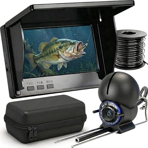Black Underwater Fishing Camera with 4.3" LCD, 5000mAh Battery, 100ft Cable
