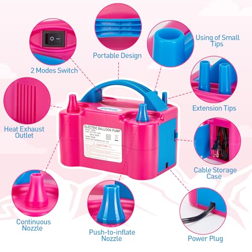Electric Balloon Pump - 110V 600W Dual Nozzle Inflator for Parties
