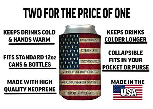 Rogue River Tactical USA Flag Collapsible Beer Can Cooler 2-Pack