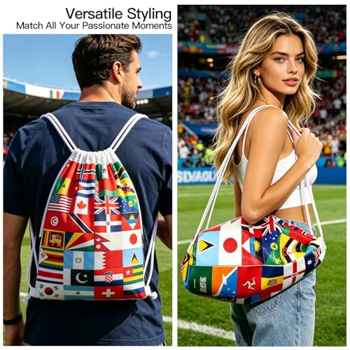 World Cup 2026 Drawstring Bag - Global Flags Design