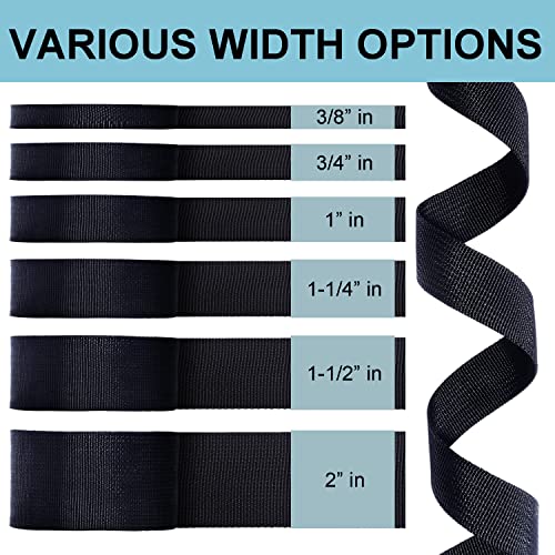 Heavy Duty Nylon Webbing Straps - Black 3/8 Inch, 12 Yards