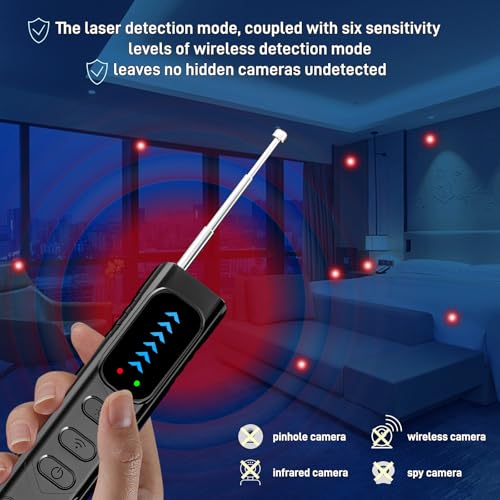 Hidden Camera Detectors,GPS Tracker Detector,Portable Anti-Spying and Bug Sweeper Device,Wireless Signal and RF Scanner,Hidden Camera Finder for Travel,Hotels,Home,Office,Car
