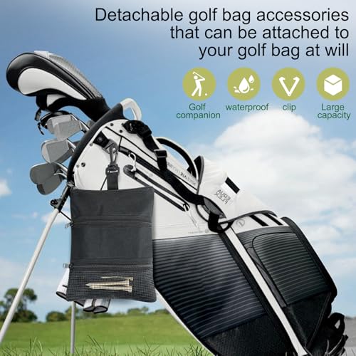 Waterproof Golf Tee Bag with 3 Pockets - Durable Storage Pouch