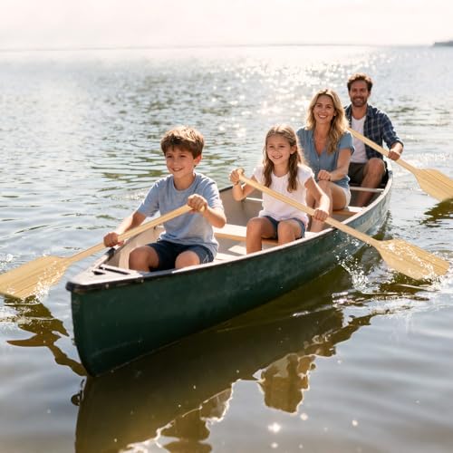 Wooden Canoe Paddle 4 ft - Lightweight with Ergonomic T-Grip Handle - 1 Pack