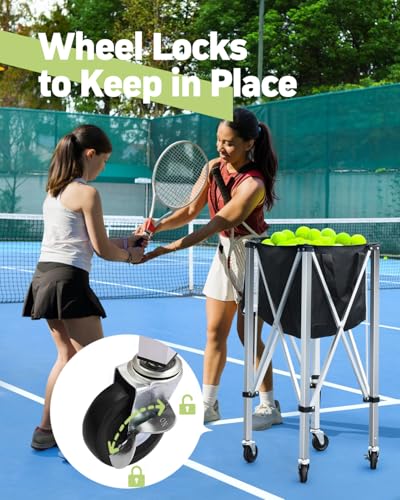 Tennis Ball Hopper Cart - Holds 150 Balls, Black