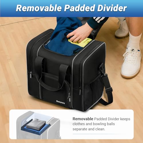 Bosynoy Black Bowling Ball Bag with Shoe Compartment - 1 Ball Tote