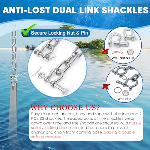 Hanger 1/4" x 4 Ft Marine Grade Stainless Steel Boat Anchor Chain Kit