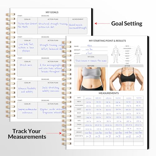 Fitness Journal Workout Planner for Progress Tracking - A5 Black