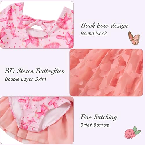Ballet Leotard for Girls with Skirt - Pink Glitter 4T