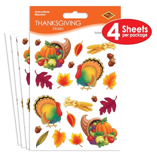 Thanksgiving Stickers - 4 Sheets with Fall Designs
