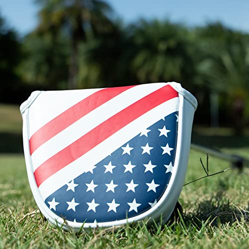 USA Flag Mallet Golf Putter Cover with Magnetic Closure - Synthetic Leather for Golf Clubs