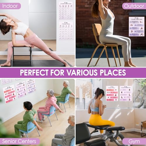 Chair Yoga Chart Poster Set - 30-Day Challenge, 6-Pack