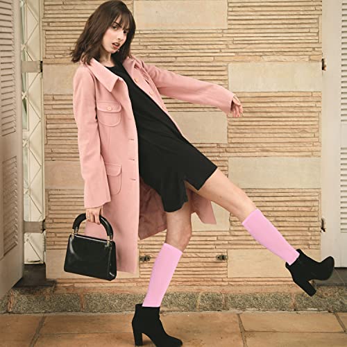 Knee High Socks for Women - Elastic Athletic Tube Socks - Pink
