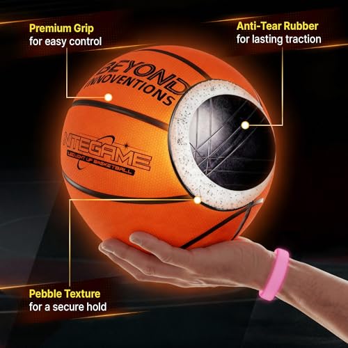 Glow-in-The-Dark Size 7 Basketball with LED Lights & Wristbands