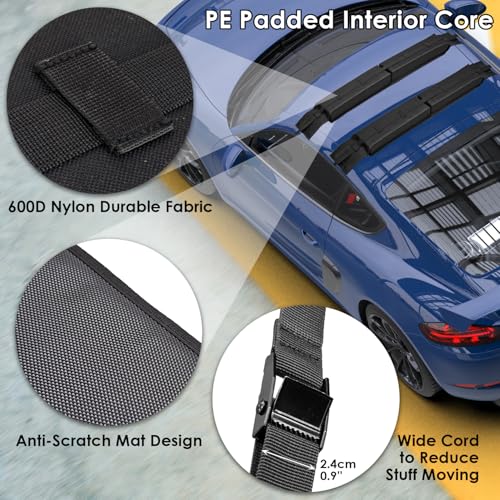 Universal Soft Roof Rack Pads with Tie Down Straps for Kayaks & Surfboards