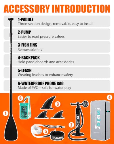 Inflatable Stand Up Paddle Board - 10'6'' Sunset Orange with Accessories