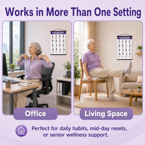 Tai Chi Chair Workout Chart for Seniors - 16 Movements - Purple