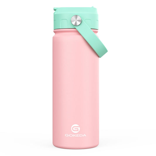 GoKEDA 18oz Kids Water Bottle, Stainless Steel Straw Cup