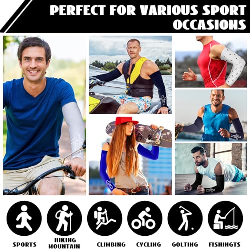 6 Pairs UV Sun Protection Cross Arm Sleeves for Men - Breathable, Moisture-Wicking