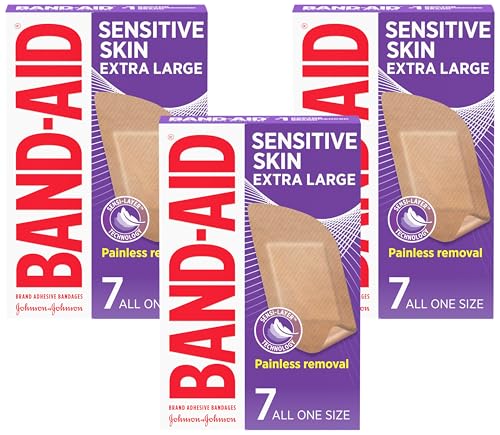 Band-Aid Sensitive Skin Adhesive Bandages Pack of 3 - Extra Large, Water-Resistant & Hypoallergenic
