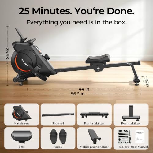 Magnetic Rowing Machine for Home - Bluetooth, LCD Monitor, Classic