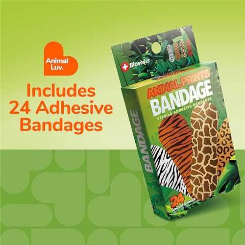 Animal Print Adhesive Bandages Set - 24 Count, Latex Free