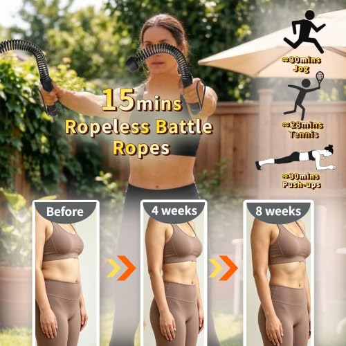 Cordless Battle Ropes for Home Gym - Ropeless Weighted Rope - Black