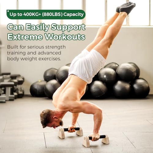 Wooden Parallettes Bars - Premium Push Up Handles for Strength & Balance - 25CM
