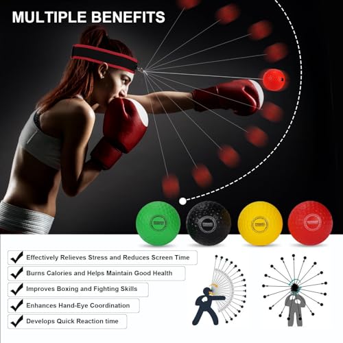 Boxing Reflex Ball Set - Training Balls with Headband - 4 Balls