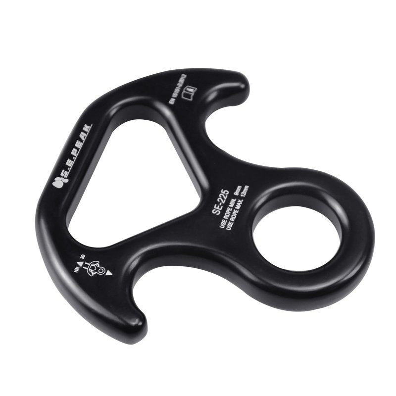 S.E.PEAK 30kN Rescue Figure 8 Descender with Bent-Ear, Rappelling Gear Downhill Equipment Belay Device for Rock Climbing/Aluminum Alloy, Black