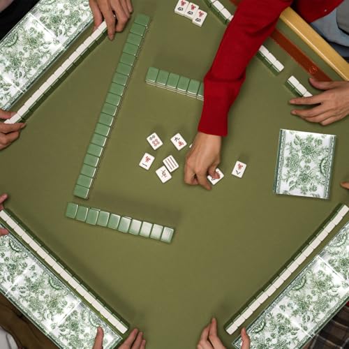 Chinoiserie Mahjong Card Holders - Green 4-Pack Sleeve Set