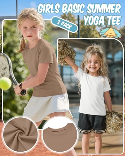 Girls' Athletic Shirts - 3-Pack Short Sleeve Active Tops