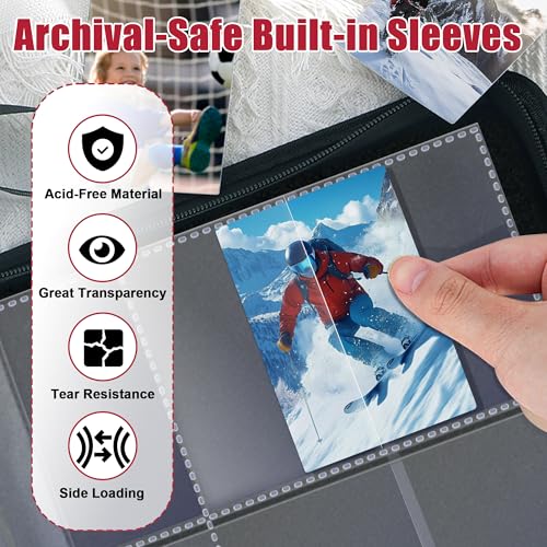 Kitoyz Baseball Card Sleeves Binder Set - 900 Pockets, Card Protectors, Removable Pages for Trading & Sport Cards