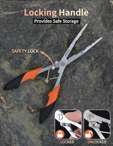 Stainless Steel Fishing Pliers with Hook Remover - Orange