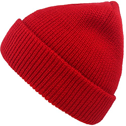 Warm Slouchy Beanie Hat - Red, Soft Knit Winter Cap for Men & Women