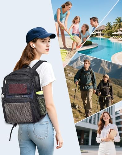 Heavy Duty Mesh Backpack - Transparent Beach & Pool Bag