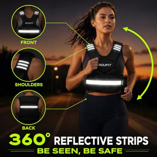 ROUFIT Black Adjustable Weighted Vest 6-15 lb for Women & Men, Fitness & Walking