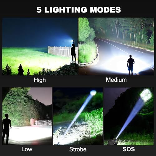Lylting Rechargeable 99,000 Lumens LED Flashlight 3-Pack, Waterproof, 5 Modes for Camping Emergency Home