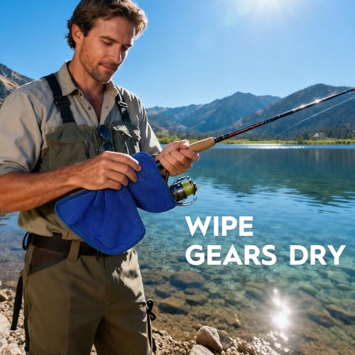 Microfiber Fishing Towel Set - 3 Pack, 16x16 in, Black/Gray/Blue
