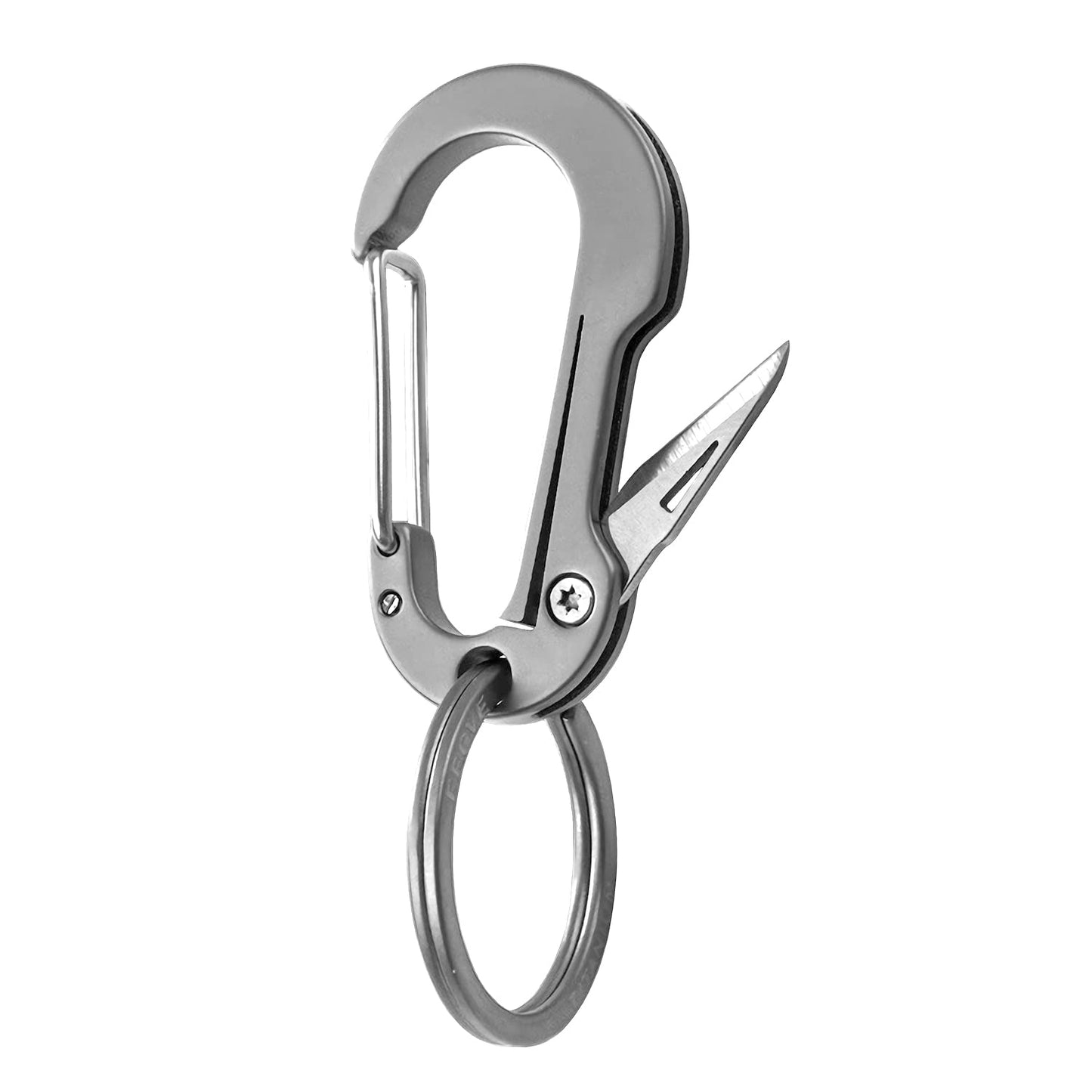 ResafeLy Titanium Carabiner Clip for Keys,Multifunctional EDC Keychain with Keyring,Backpack Accessory,Cool Gadget for Daily Use (02 Grey-Knife)