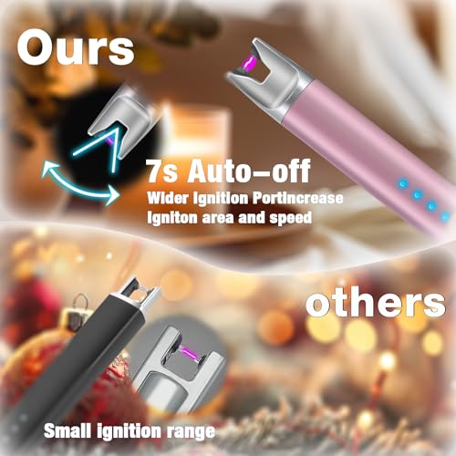 Electric Candle Lighter - 2 Pack USB Rechargeable Flameless Arc Lighters - Pink & Blue