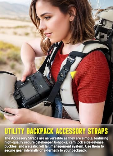 Molle Attachment Strap for Tactical Military Backpack - Adjustable, Black (2-Pack)