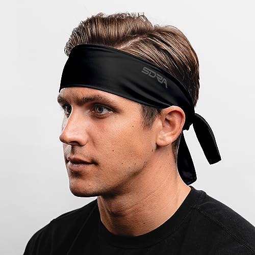 Moisture-Wicking Tie Headband - Black Sweatband for Sports