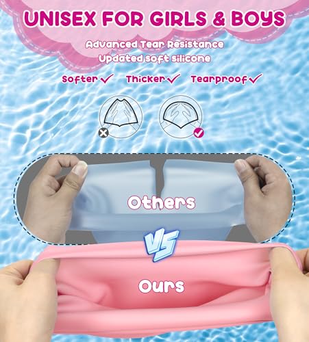 Aegend Kids Swim Cap 2 Pack - Light Pink & Light Purple (Age 3-8) Unisex Silicone