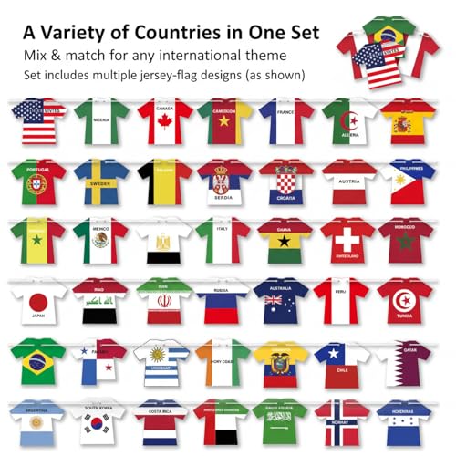 2026 World Cup Jersey Flag Bunting - 50 Pcs International Flags