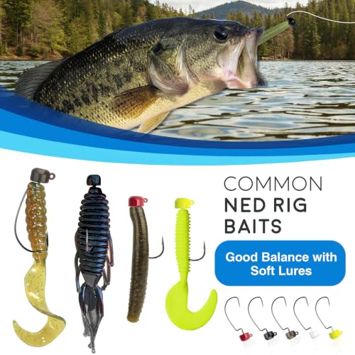 Reaction Tackle Tungsten Ned Rig Mushroom Jig Heads 1/8 oz Green Pumpkin 5-pack, EWG/standard options