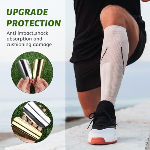 Mini Soccer Shin Guards for Kids & Teens - 2 Pairs, 3.9x2.3 Inch